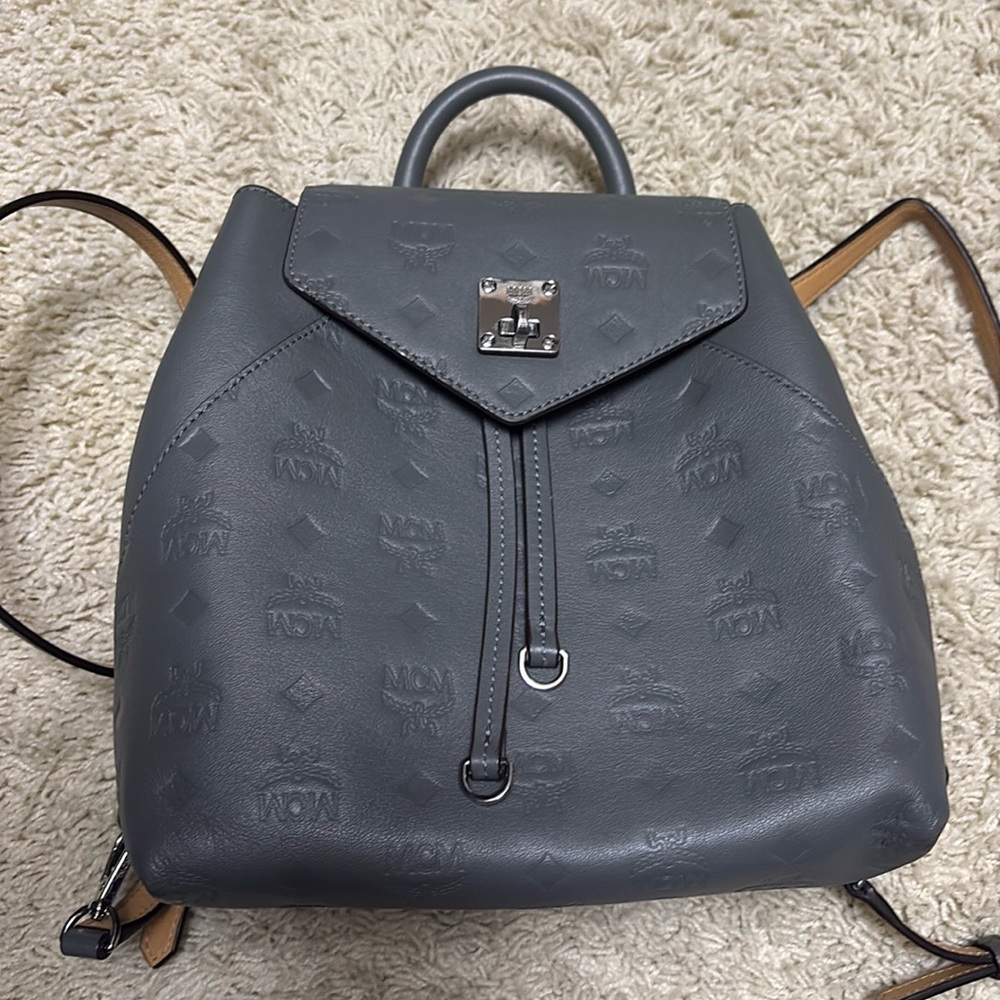MCM Embossed Leather Essential Small Backpack